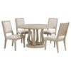 Trofello 5-piece Round Dining Table Set White Washed
