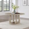 Trofello Round 60-inch Pedestal Dining Table White Washed
