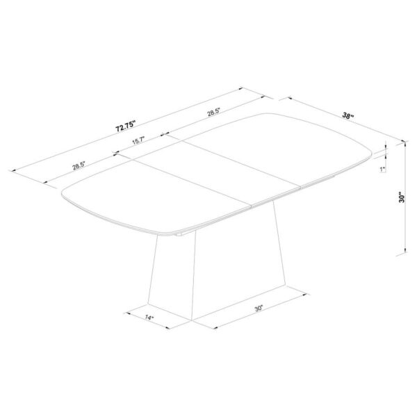 Potero 73-inch Faux Marble Extension Leaf Dining Table Black