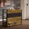 Renaldi 3-shelf Home Bar Wine Cabinet Rustic Nutmeg