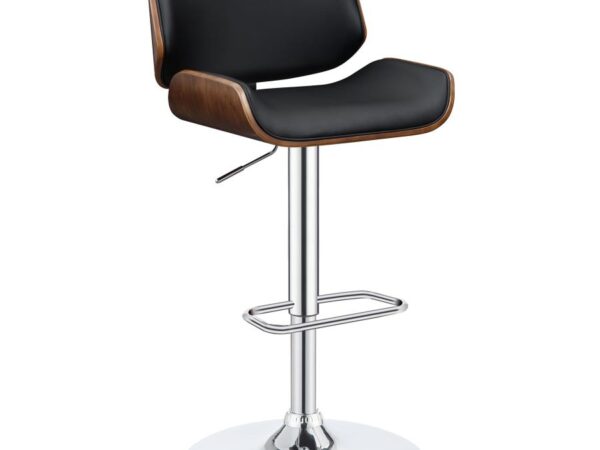 Folsom Upholstered Adjustable Bar Stool Black and Chrome