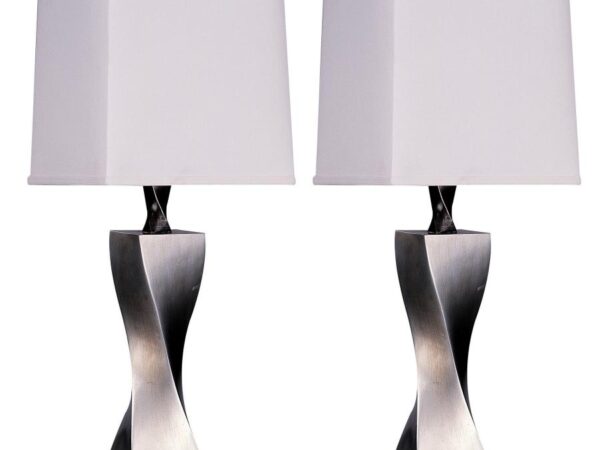 Keene 30-inch Tapered Shade Table Lamp Silver (Set of 2)