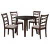 Barton 5-piece Round Wood Dining Table Set Dark Brown