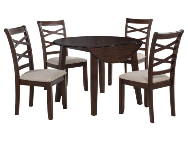 Barton 5-piece Round Wood Dining Table Set Dark Brown