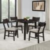Catley 5-piece Round Drop Leaf Dining Table Set Dark Coffee
