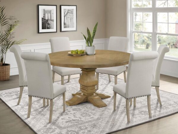 Florence 7-piece Round Dining Table Set Rustic Honey