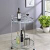Chrissy Round Glass Shelf Metal Bar Cart Chrome