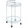 Chrissy Round Glass Shelf Metal Bar Cart Chrome