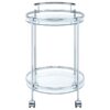 Chrissy Round Glass Shelf Metal Bar Cart Chrome