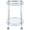 Chrissy Round Glass Shelf Metal Bar Cart Chrome