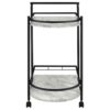 Desiree 2-tier Faux Marble Shelf Metal Bar Cart Black