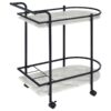 Desiree 2-tier Faux Marble Shelf Metal Bar Cart Black
