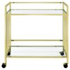 Cara 2-tier Rectangular Glass Shelf Metal Bar Cart Brass