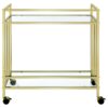 Cara 2-tier Rectangular Glass Shelf Metal Bar Cart Brass