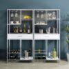 Figueroa 5-shelf LED Wine Storage Bar Cabinet White High Gloss