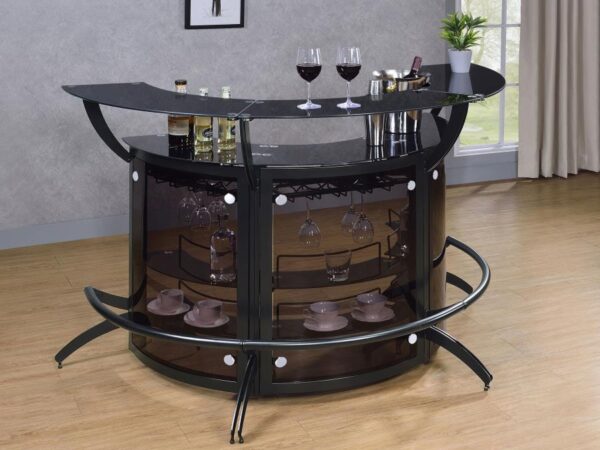 Dallas 3-piece Curved Freestanding Home Bar Cabinet Black