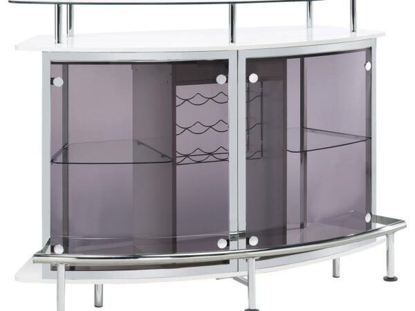 Gideon Curved Glass Top Home Bar Cabinet White High Gloss