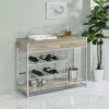 Melrose 2-drawer Home Bar Storage with Wine Rack Grey