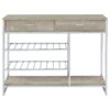 Melrose 2-drawer Home Bar Storage with Wine Rack Grey