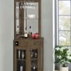 Alviso 1-drawer Corner Home Bar Wine Cabinet Rustic Oak