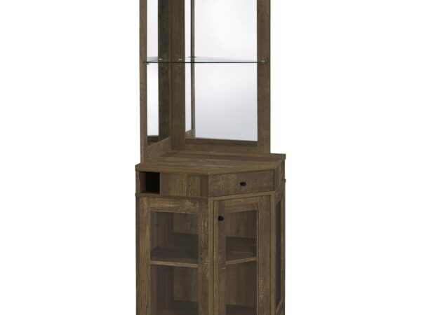 Alviso 1-drawer Corner Home Bar Wine Cabinet Rustic Oak