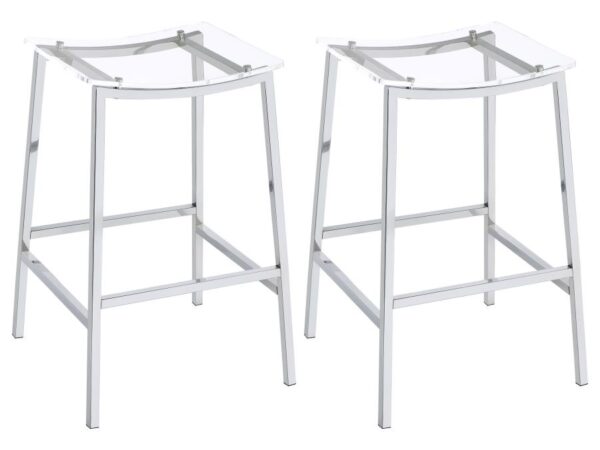 Jovani Acrylic Backless Bar Stool Chrome (Set of 2)