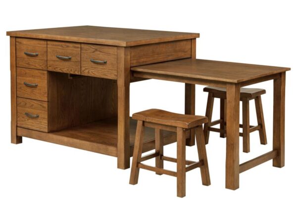 Mayfair 3-piece Kitchen Island with Extension Table Dark Oak