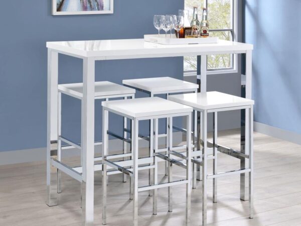 Natividad 5-piece Pub Height Bar Table Set White High Gloss