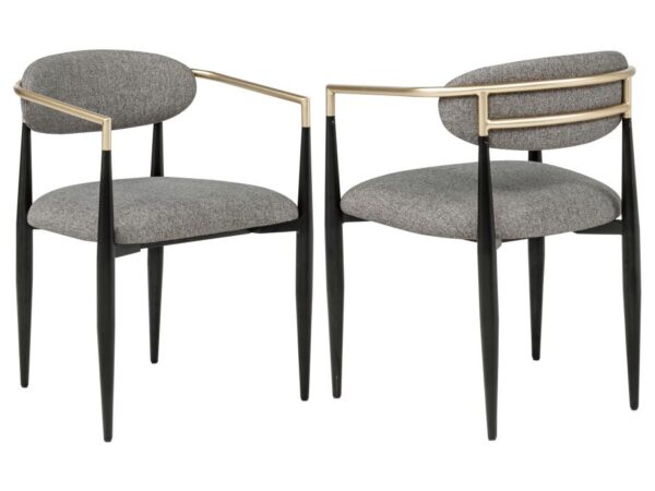 Alexis Fabric Upholstered Dining Arm Chair Grey (Set of 2)