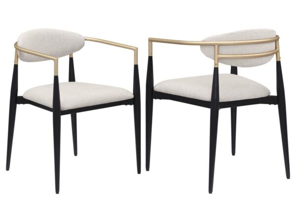 Alexis Fabric Upholstered Dining Arm Chair Beige (Set of 2)