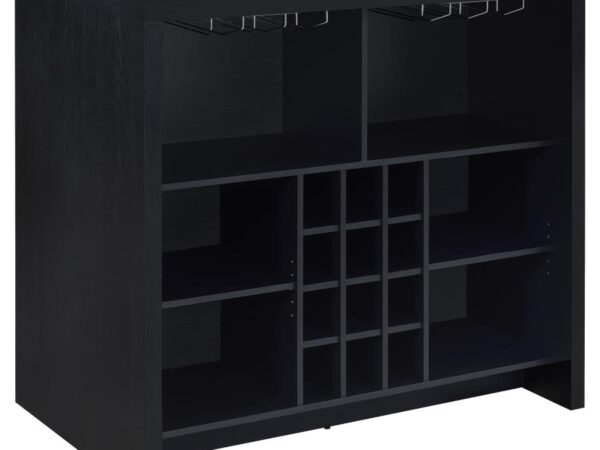 Topanga Engineered Wood Freestanding Home Bar Black