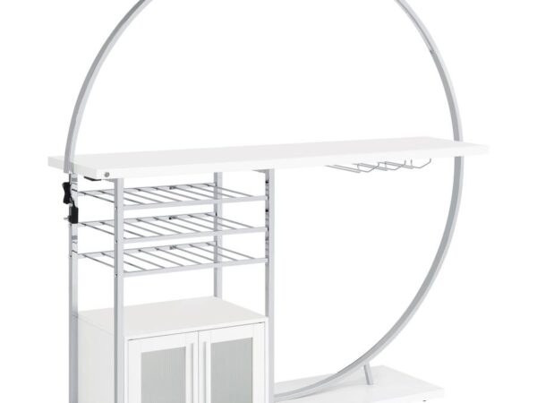 Risley 2-door Circular LED Wine Cabinet White High Gloss