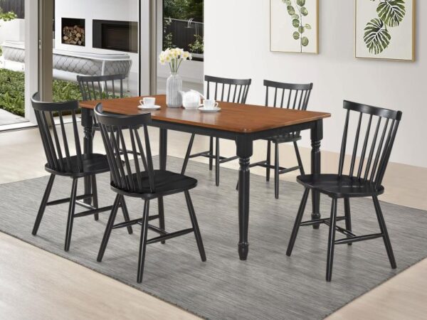 Hollyoak 7-piece Rectangular Dining Set Walnut and Black