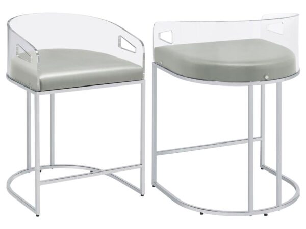 Thermosolis Clear Acrylic Counter Chair Chrome (Set of 2)