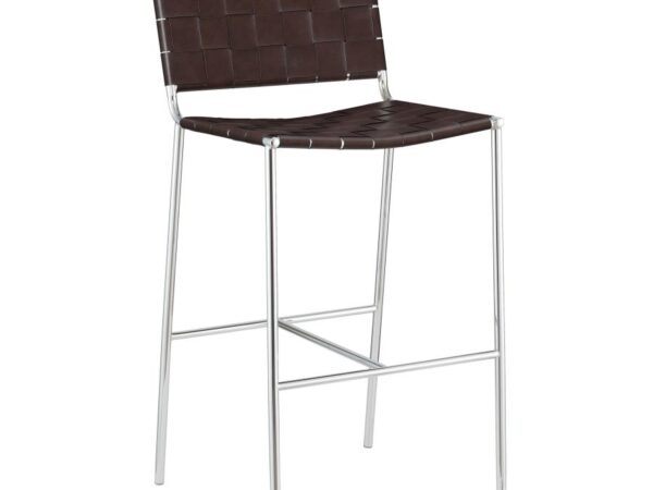 Adelaide Upholstered Pub Height Bar Stool Brown and Chrome