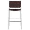 Adelaide Upholstered Pub Height Bar Stool Brown and Chrome