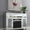 Melinda 2-door LED Mirrored Wine Storage Bar Cabinet Silver