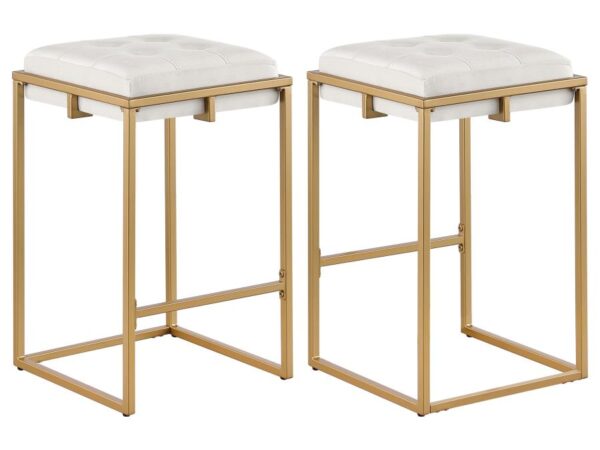 Nadia Upholstered Backless Counter Stool Beige (Set of 2)