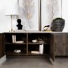 Dennis 3-door Marble Top Sideboard Buffet Tobacco Grey