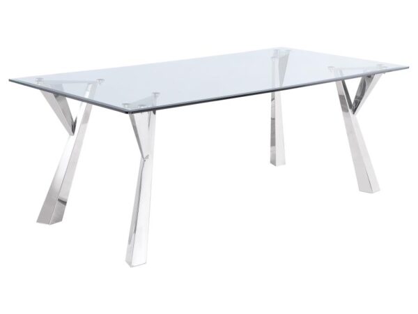 Alaia Rectangular 79-inch Glass Top Dining Table Chrome