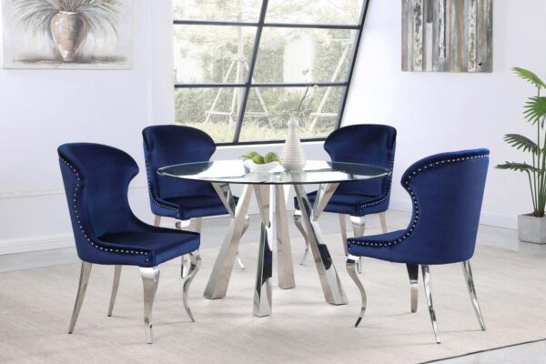 Cheyanne Upholstered Dining Side Chair Ink Blue (Set of 2)