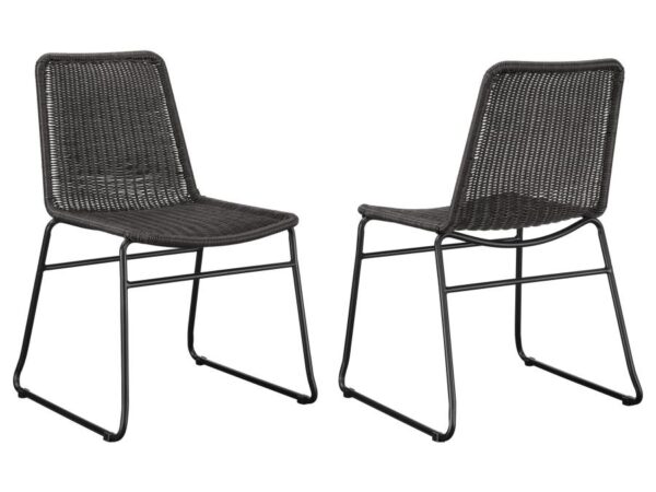 Dacy Faux Rattan Metal Dining Side Chair Brown (Set of 2)