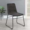 Dacy Faux Rattan Metal Dining Side Chair Brown (Set of 2)