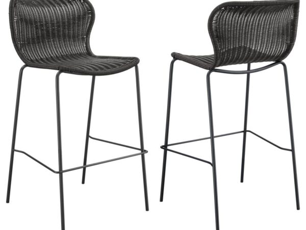 Mckinley Faux Rattan Metal Bar Chair Brown (Set of 2)