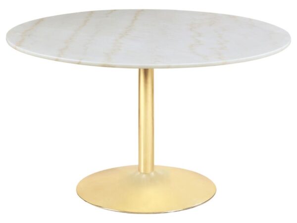 Kella Round 50-inch Marble Top Dining Table White Marble