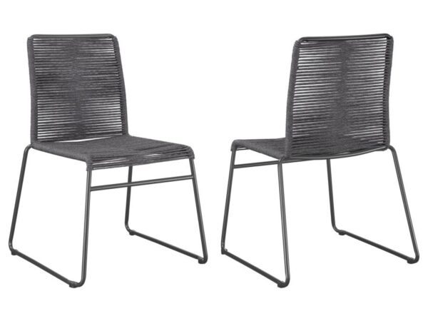 Jerome Woven Rope Stackable Side Chair Charcoal (Set of 2)