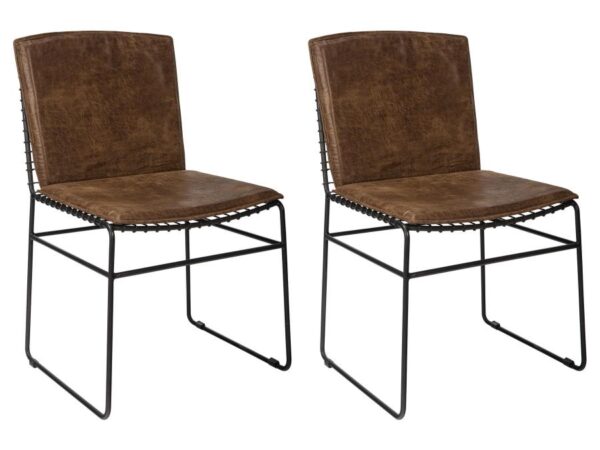 Abbott Metal Dining Side Chair Antique Brown (Set of 2)
