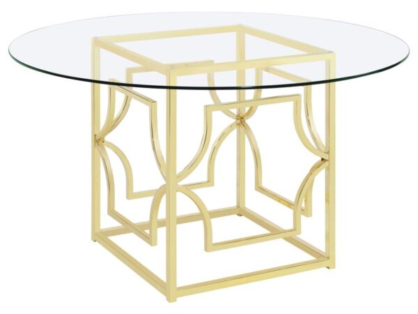 Starlight Round 54-inch Glass Top Metal Dining Table Brass