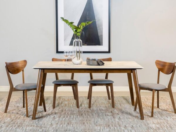 Everett 5-piece Rectangular Dining Table Set Natural Walnut