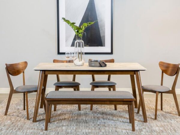 Everett 6-piece Rectangular Dining Table Set Natural Walnut